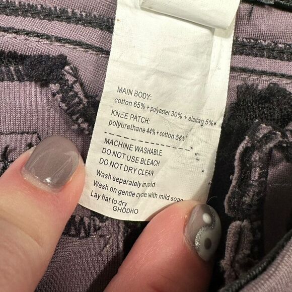 GhoDho Womens Purple & Black Leather Knee Patch Equestrian Riding Breeches EU 30 - Picture 9 of 12